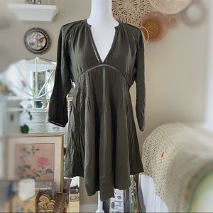 Free People Olive Green Tunic Cut Out Top
